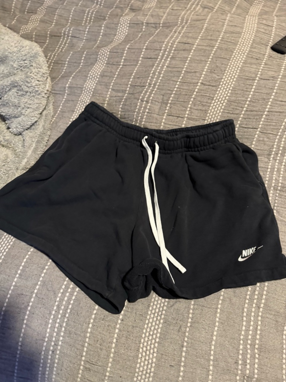 Nike Women’s Black Athletic Drawstring Shorts with White Logo